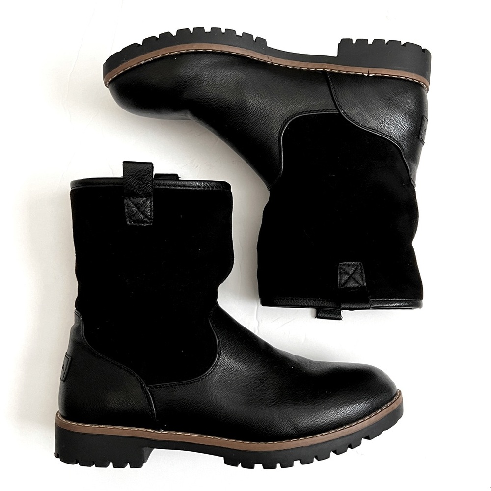 NAUTICA  Bosun 3 Mid Shaft Pull On Boots Faux Leather Black 9